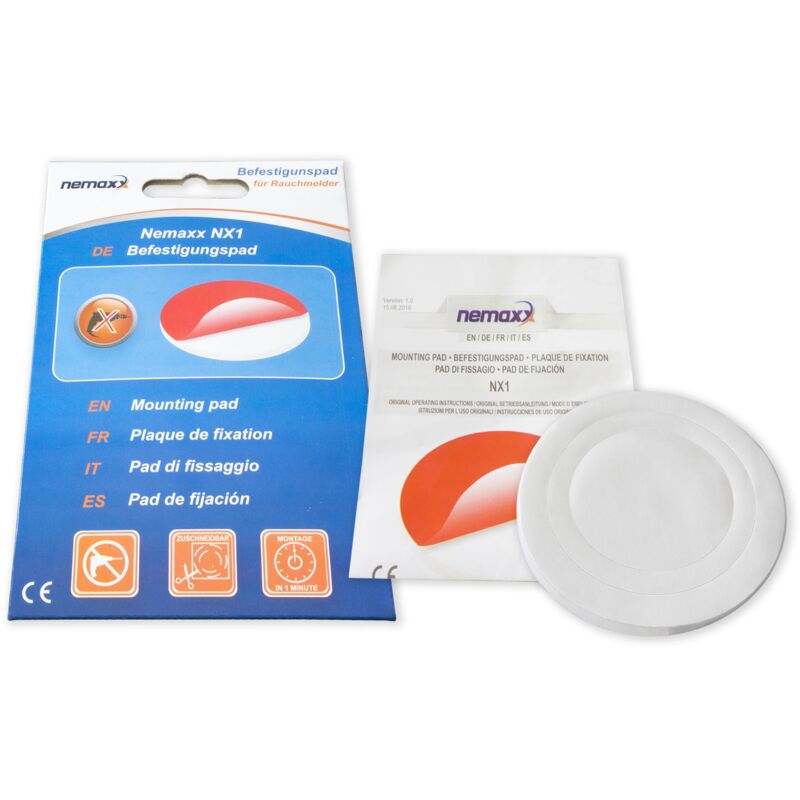 foto del prodotto nemaxx 1x nx1 quickfix pad adesivo per il fissaggio del rilevatore di fumo rilevatore di fumo wireless