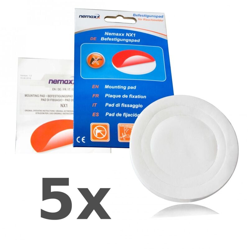 foto del prodotto nemaxx 5x nx1 quickfix pad adesivo per il fissaggio del rilevatore di fumo rilevatore di fumo wireless