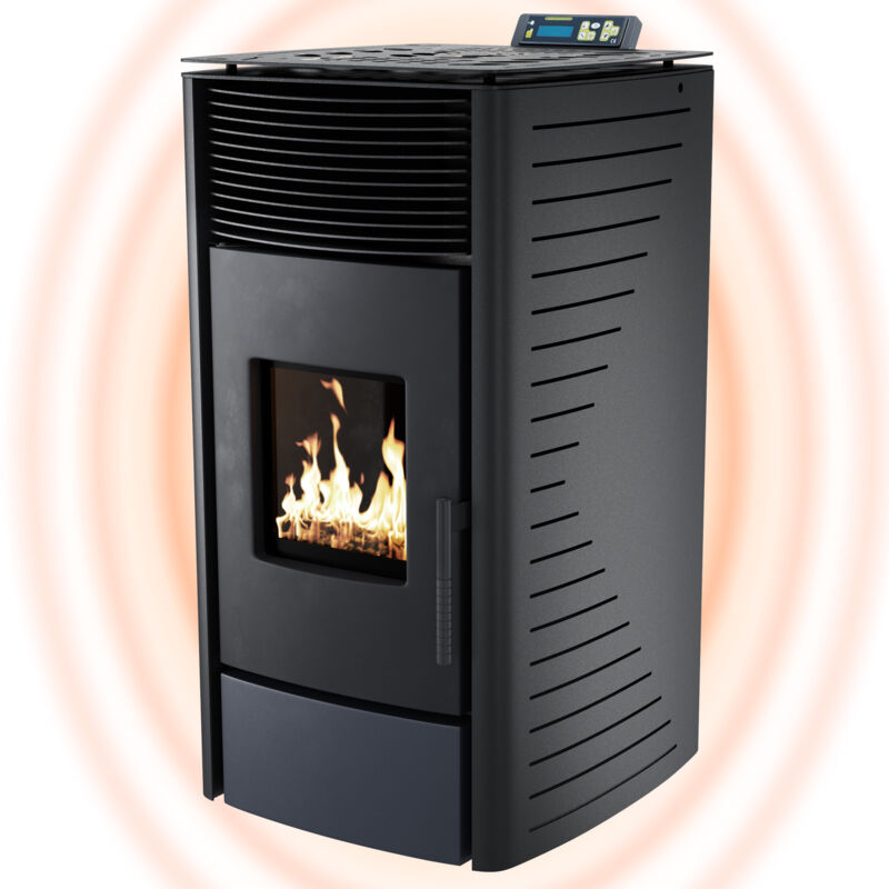 foto del prodotto nemaxx stufa a pellet p12 riscaldamento a pellet con 13,6 kw caminetto elettrico wi fi ready stufa a pellet con elevata emissione di calore e