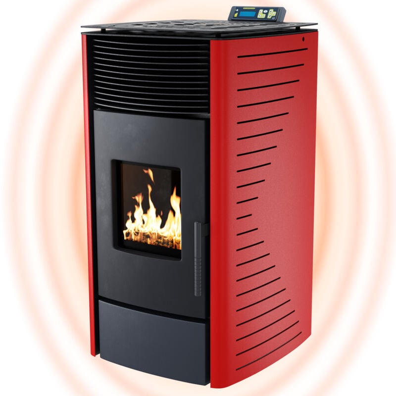 foto del prodotto nemaxx stufa a pellet p12 riscaldamento a pellet da 13,6 kw stufa a pellet con camino elettrico wi fi ready stufa a pellet con alta emissione