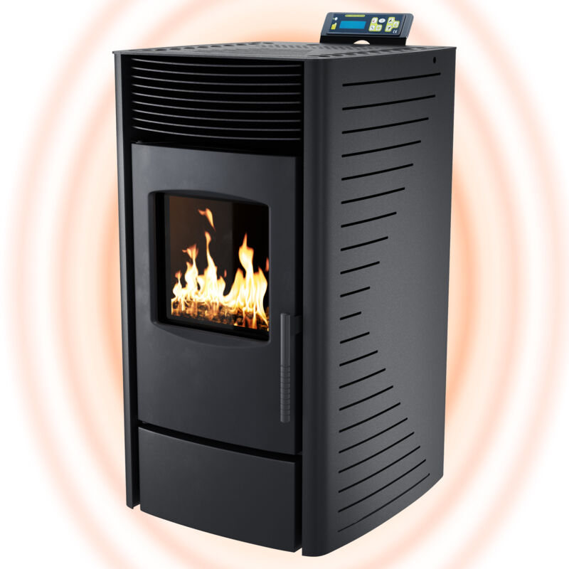 foto del prodotto nemaxx stufa a pellet p9 riscaldamento a pellet con 9 kw camino elettrico wi fi ready stufa a pellet con alta emissione di calore e