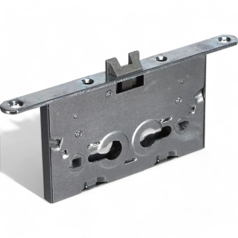 foto del prodotto nemef - serratura da infilare per porte in ferro tagliafuoco e cantine con finitura zincata reversibile interasse 72 mm quadro 8 mm