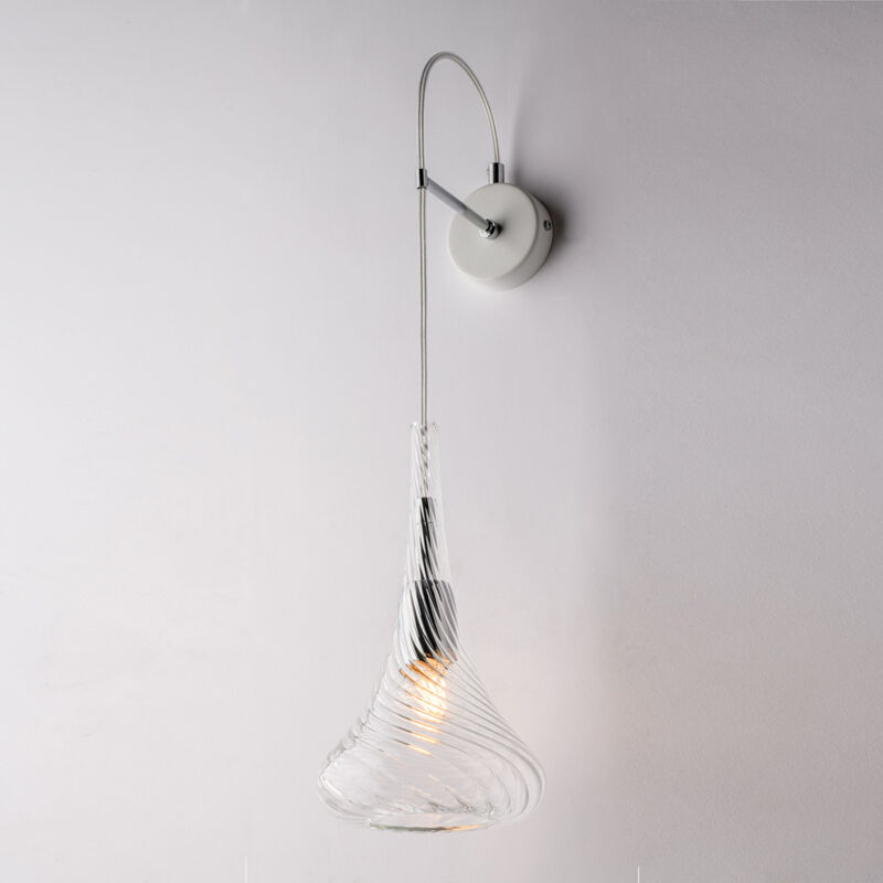 foto del prodotto nemesi applique in ferro con vetro trasparente pyrex 1 luce .14 p.21 bl280 ap1 tr