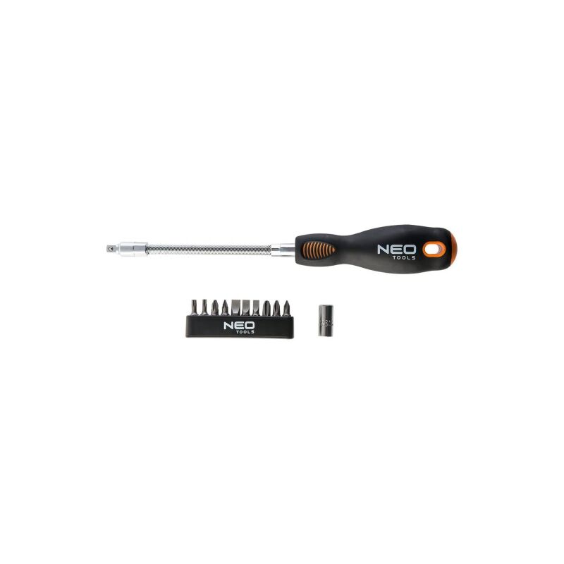 foto del prodotto neo kit cacciavite giravite snodabile flessibile con 10 inserti manico antiscivolo
