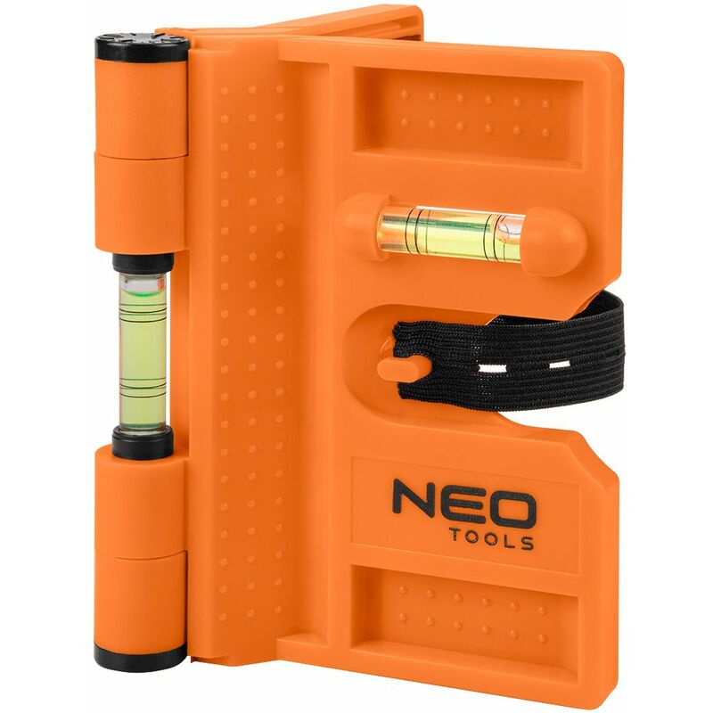 foto del prodotto neo tools livella snodabile angolare con calamita ed elastico 3 bolle 71 003