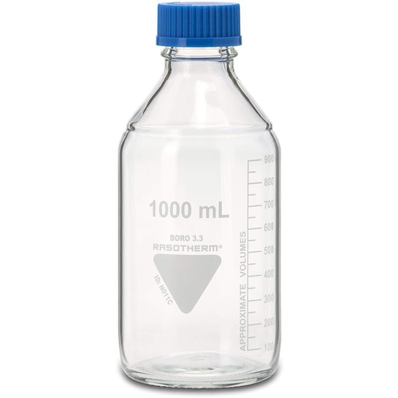 foto del prodotto neolab rasotherm bottiglie da laboratorio boro 3.3 , gl45, tappo a vite blu, 1000 ml