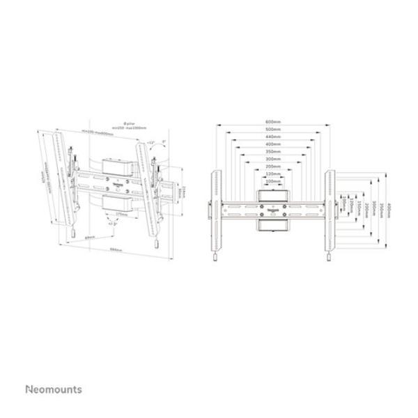 foto del prodotto neomounts wl35s 910bl16 supporto tv per colonna 40 75 inclinabile bloccabile diam. 25 100 cm verticale