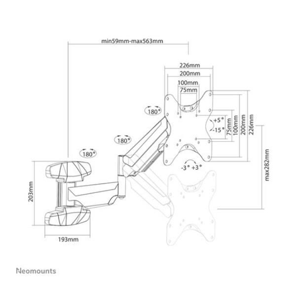 foto del prodotto neomounts wl70 550bl12 supporto monitor tv a parete 23 42 molla a gas mobilit completa