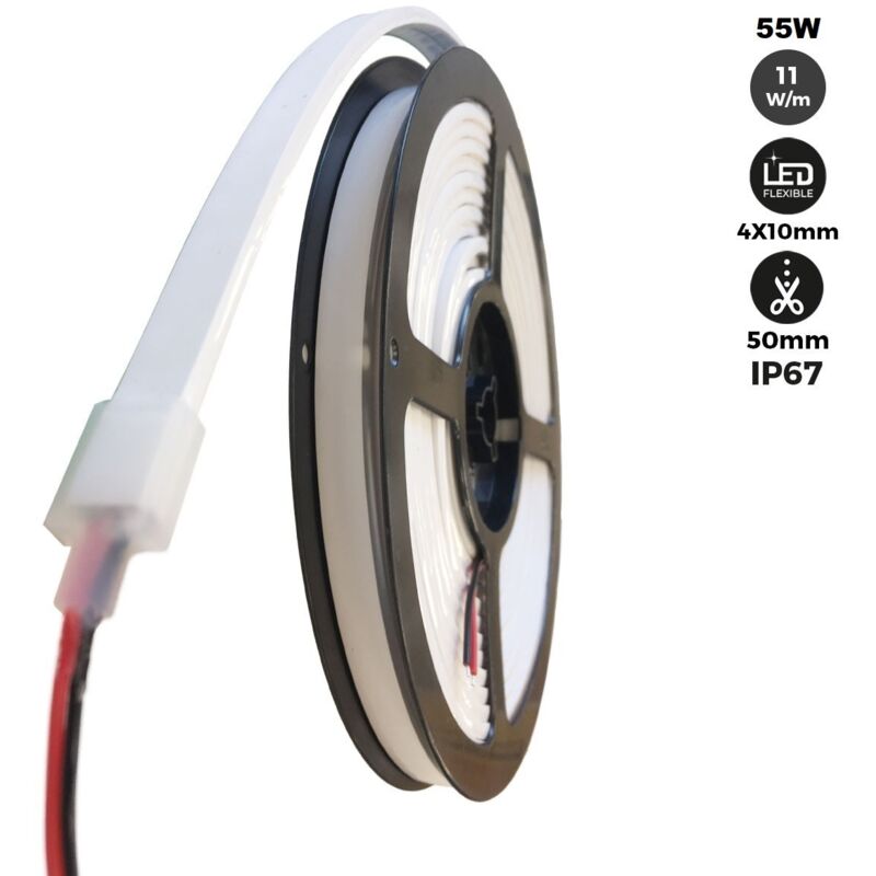 foto del prodotto neon flex led 24v dc 4x10mm 5 metri lotto completo ip67 bianco freddo