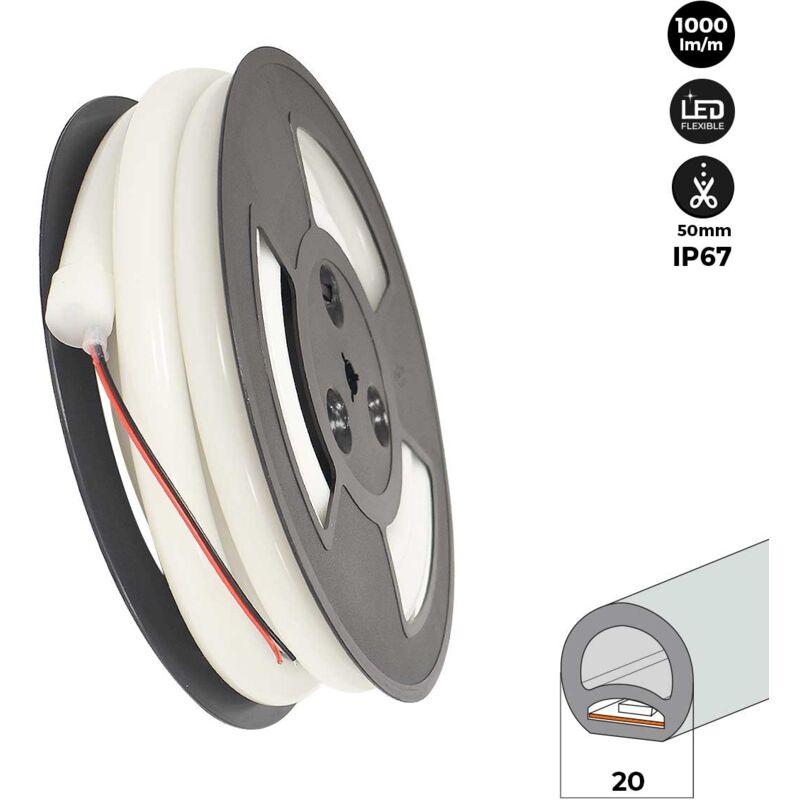 foto del prodotto neon flex led 360 24v dc 20mm 5 metri 13w m lotto bianco caldo