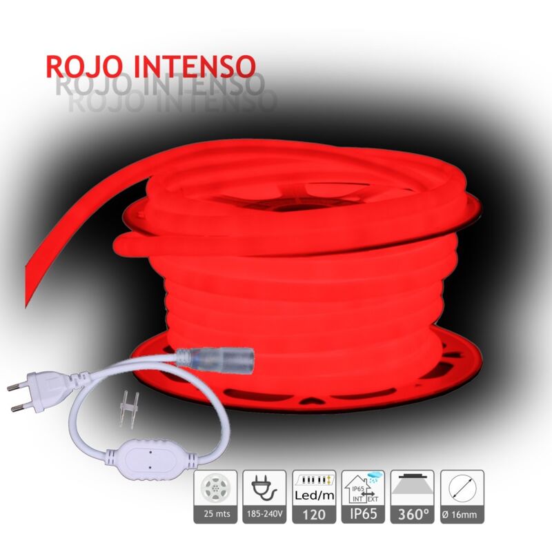 foto del prodotto neon led circular 360 red flexible red 220v 120 metro 25m circolare a led neon 360o jandei