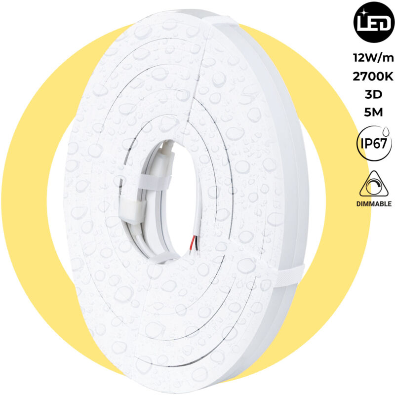 foto del prodotto neon led flessibile 3d 24v dc 16x16mm 5 metri lotto completo