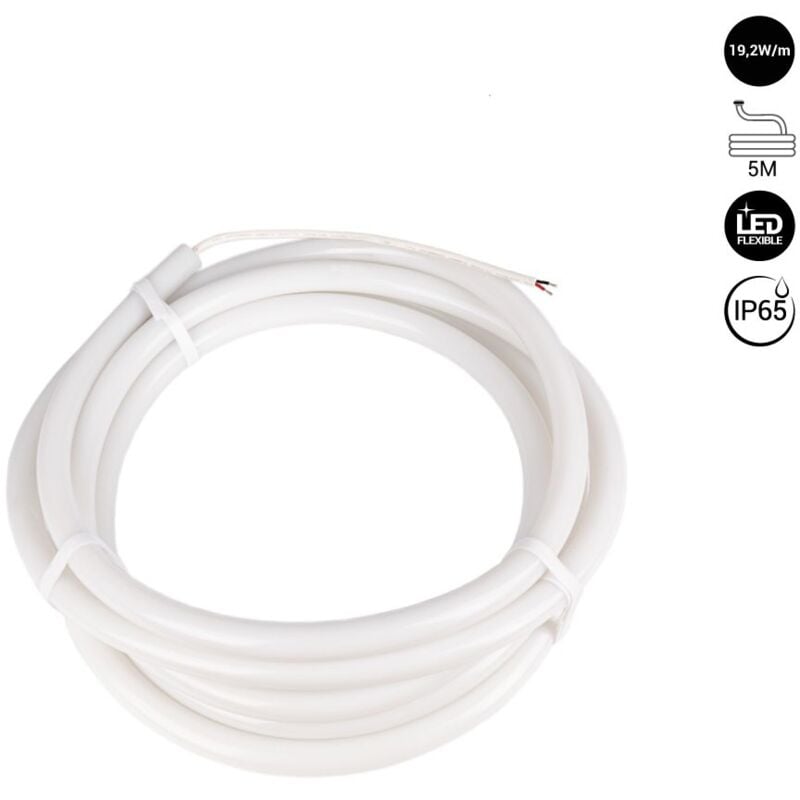 foto del prodotto neon led flex 360 circolare 22mm 5 metri 24v dc 240ch m bianco caldo