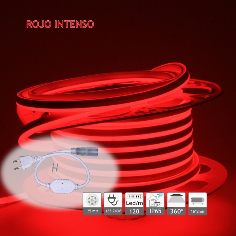 foto del prodotto neon led flex simple face 120led m rosso 220v outdoor 25m neon flessibile 1 vesti jandei