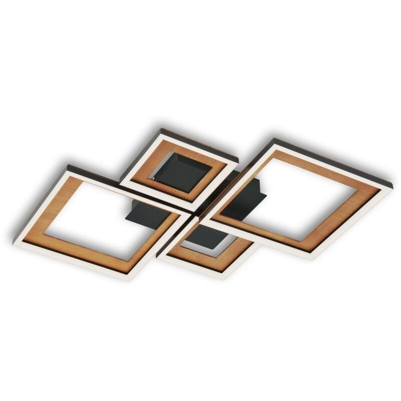 foto del prodotto ner lampada da soffitto led, dimmerabile gradualmente, lampada da soffitto orientabile led, telaio led, sottosquadro, legno nero, 530x530x80 mm
