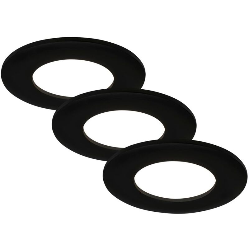 foto del prodotto ner luci da incasso a led, set di 3 luci da incasso, plafoniere 5 watt ciascuna, 450 lumen ciascuna, 4.000 kelvin, ip44, nero opaco, 85x27mm dxh 