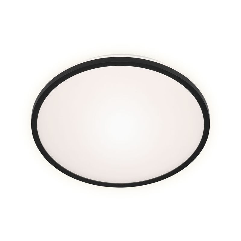 foto del prodotto ner plafoniera led con effetto retroilluminato, plafoniera led piatta, temperatura di colore bianco neutro, 280 mm, nero brilo