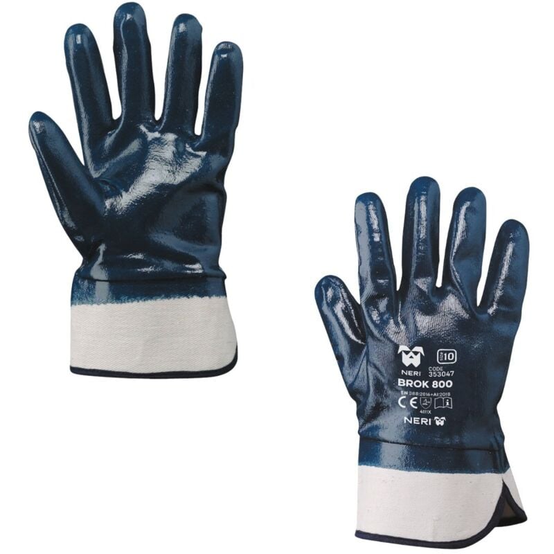 foto del prodotto neri guanti da lavoro antitaglio olio nbr blu manichetta tela brok 800 tg. 10