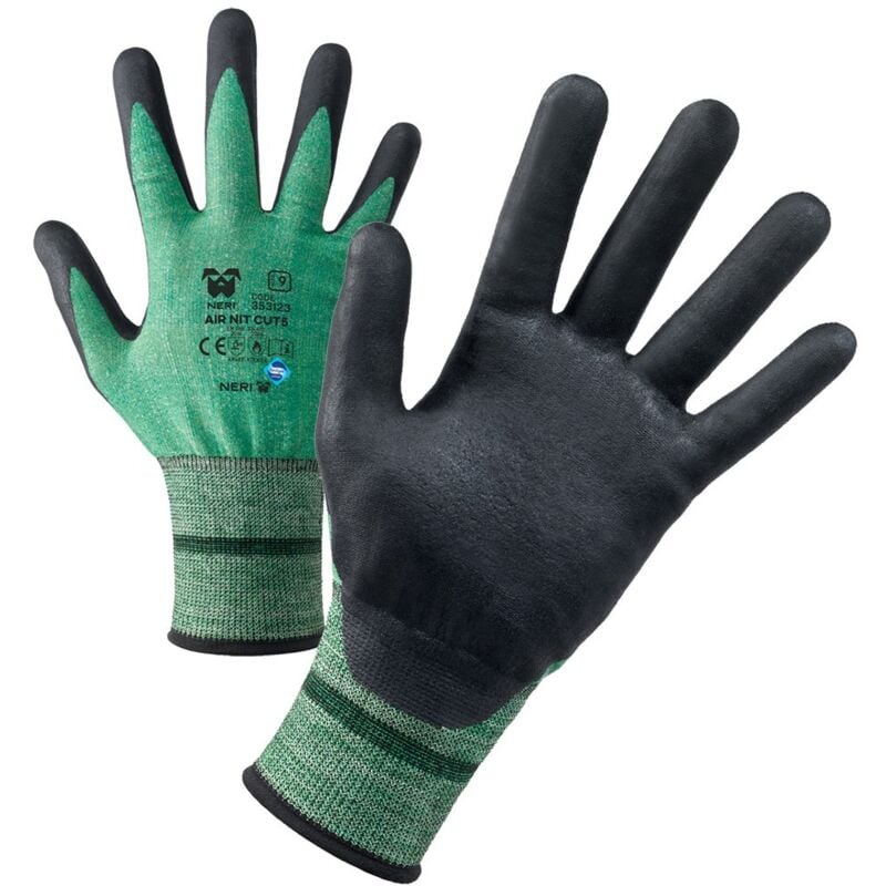 foto del prodotto neri guanti di protezione antitaglio air nit cut5 7 s nero verde