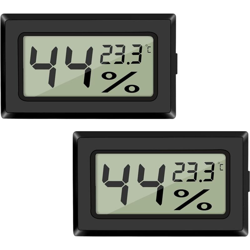 foto del prodotto nero 2 pack termometro digitale lcd per umidità, mini misuratore di temperatura e umidità per serra auto casa ufficio - bebusingoto