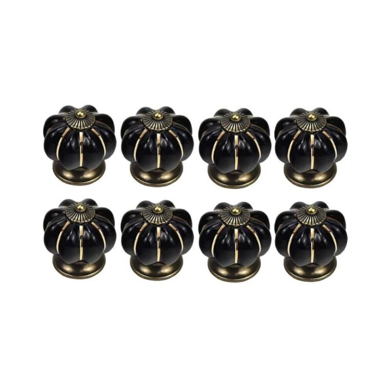 foto del prodotto nero 8 x pomelli per cassetti in ceramica a forma di zucca pomelli per mobili per cassetti e armadietti della cucina