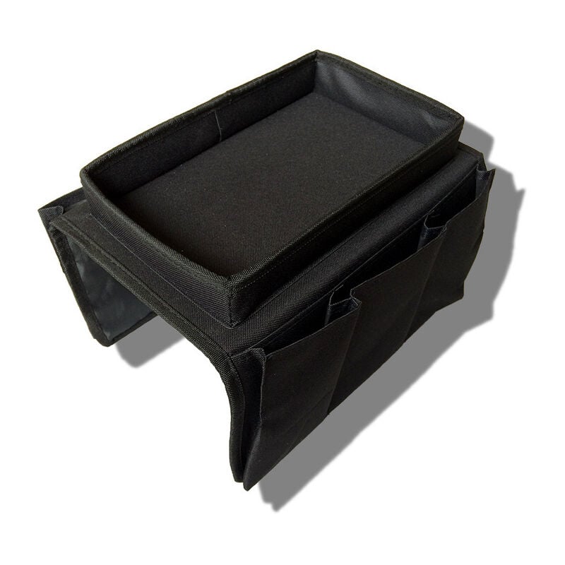 foto del prodotto nero borsa portaoggetti per divano, borsa portaoggetti per braccioli divano, borsa per appendere telecomando, borsa portaoggetti per casa