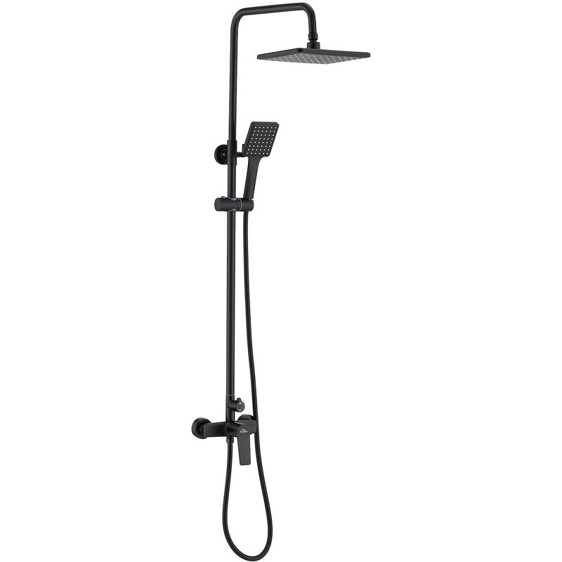 foto del prodotto nero colonna doccia con miscelatore, set de doccia con quadrato soffione e doccetta, regolabile e altezza regolabile 900 1240mm auralum