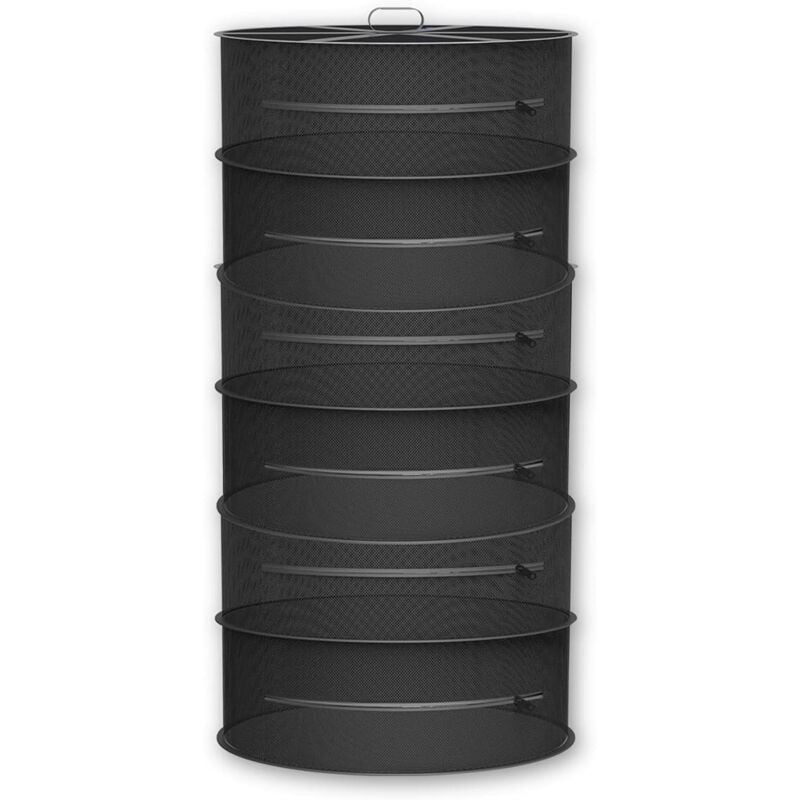 foto del prodotto nero essiccatoio per erbe a 6 strati, rete per asciugare sospesa da 60 cm, rete per asciugare pieghevole per piante idroponiche, pesci, erbacce