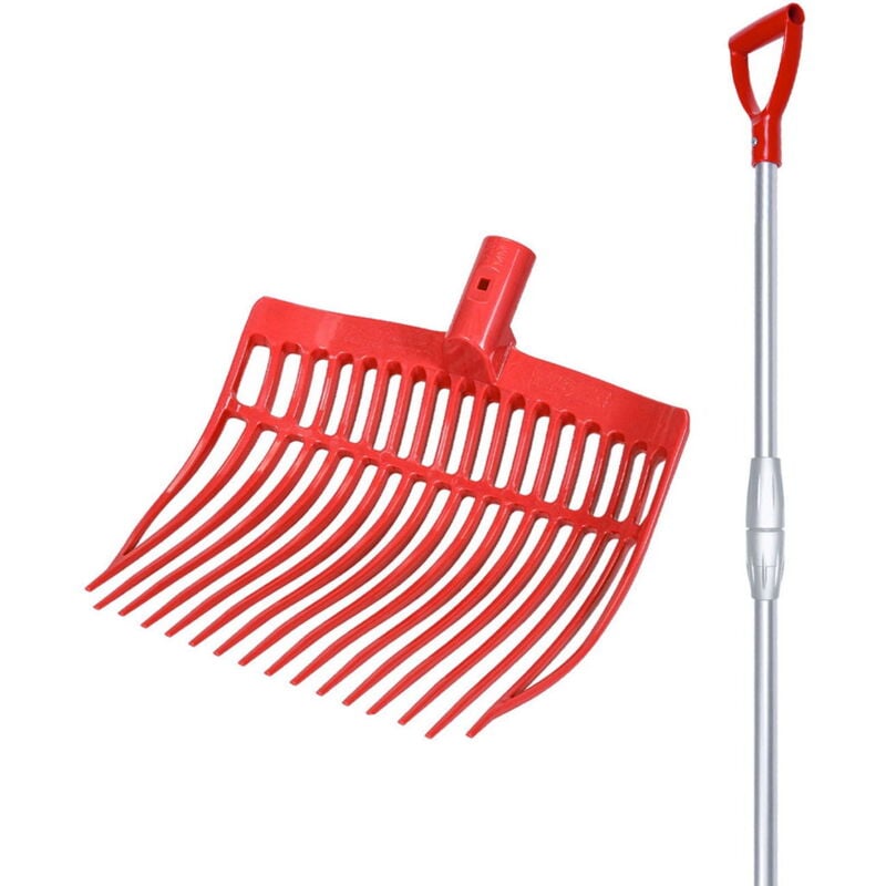 foto del prodotto nero - forca in plastica ultra resistente con denti flessibili e manico telescopico 75-115 cm