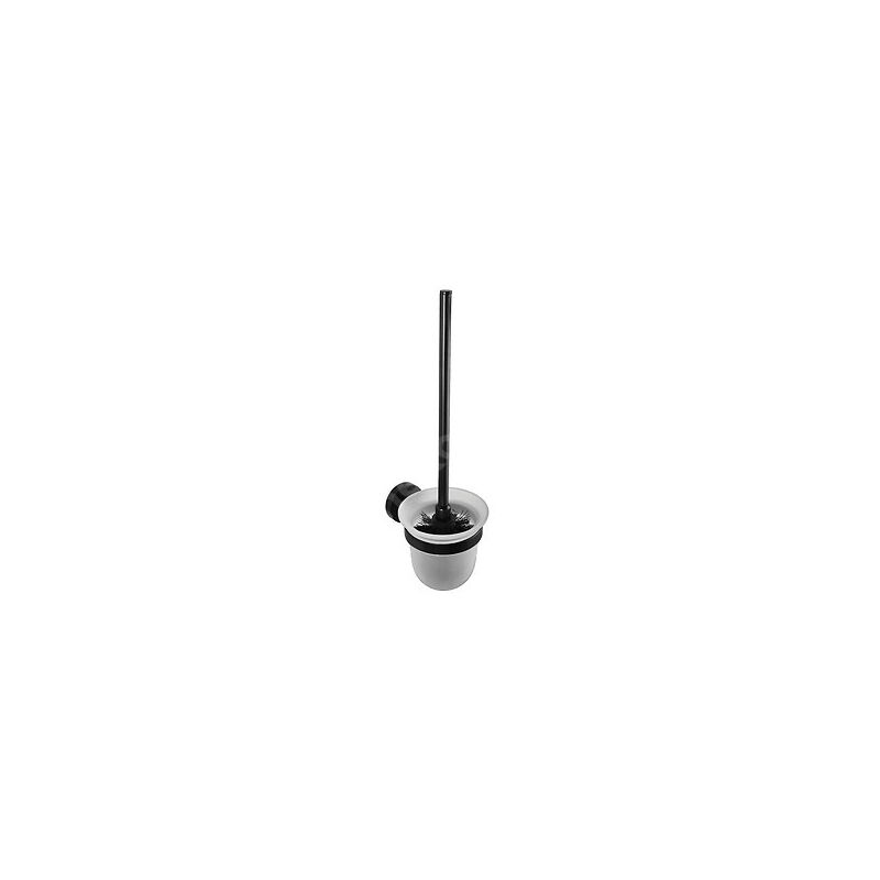 foto del prodotto nero porta scopino da parete in ottone nero e ciotola in vetro 37x14x9,5cm 104113010 bemeta