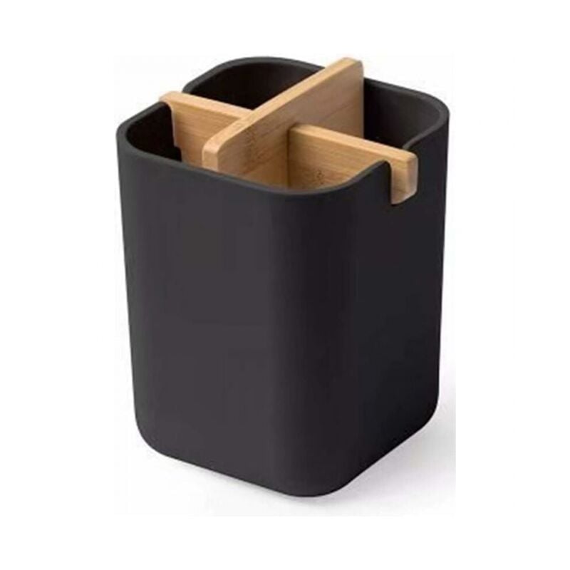 foto del prodotto nero porta spazzolino in bamb , naturale ed ecologico, contenitore antibatterico per spazzolino da denti, piccolo contenitore per spazzolino da