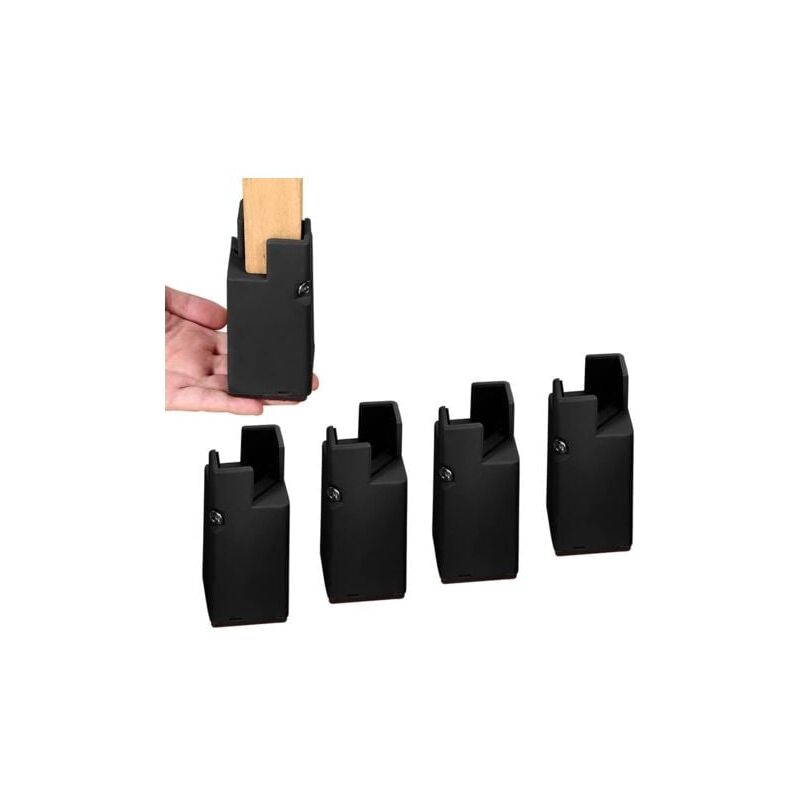 foto del prodotto nero rialzo regolabile per letti e mobili con clip a vite, rialzo per divani, tavoli e sedie da 4 resistente, adatto per gambe di sedie da 0,8 a