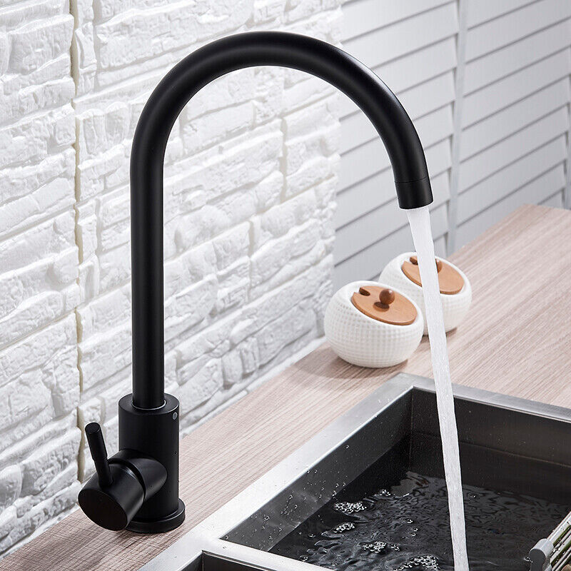 foto del prodotto nero rubinetti cucina miscelatore cucina in acciaio inox orientabile a 360 ,miscelatore lavello monocomando lavello acqua fredda calda per cucina e