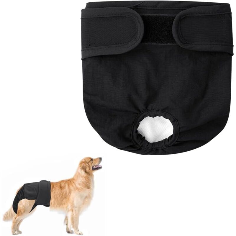 foto del prodotto nero, set da 1 pannolino riutilizzabile per cani, taglia s, mutandine mestruali per cani, pannolini igienici altamente assorbenti, mutandine