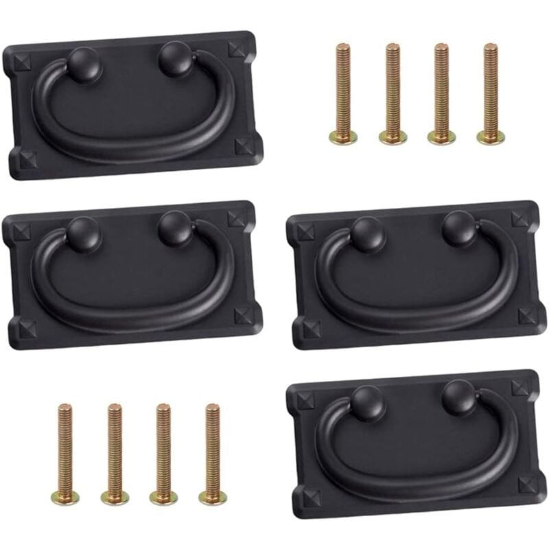 foto del prodotto nero , set di 4 maniglie per cassetti antiche vintage con 8 viti da 25 mm bebusingoto