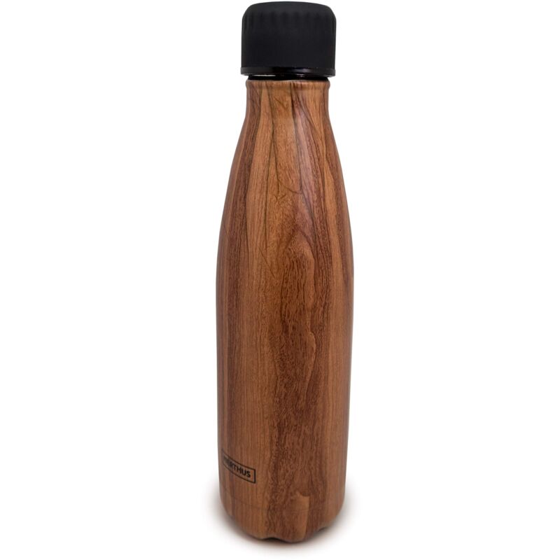 foto del prodotto nerthus fih 516 thermos a doppia parete per freddo e caldo. disegno di legno, in acciaio inossidabile, 500 ml, senza bpa