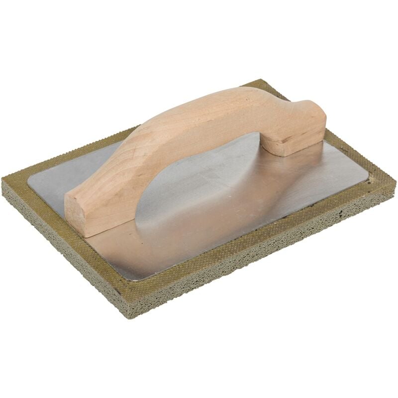 foto del prodotto nespoli frattazzo spugna grigia manico legno 14x21 cm