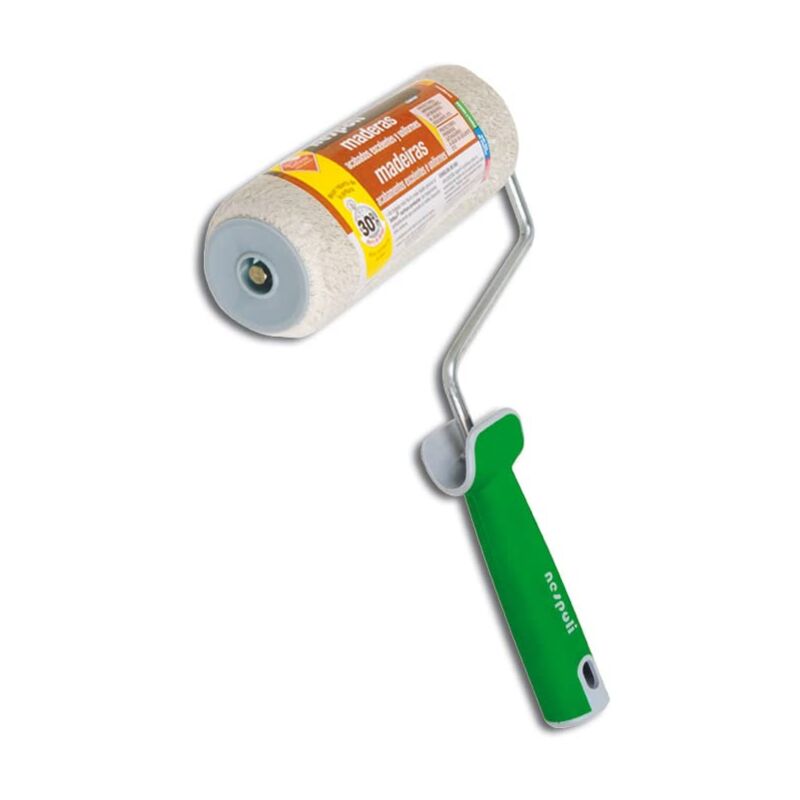 foto del prodotto nespoli rullo di vernice in microfibra di teflon per legno, 18 cm, manico ergonomico con bordi smussati per evitare segni
