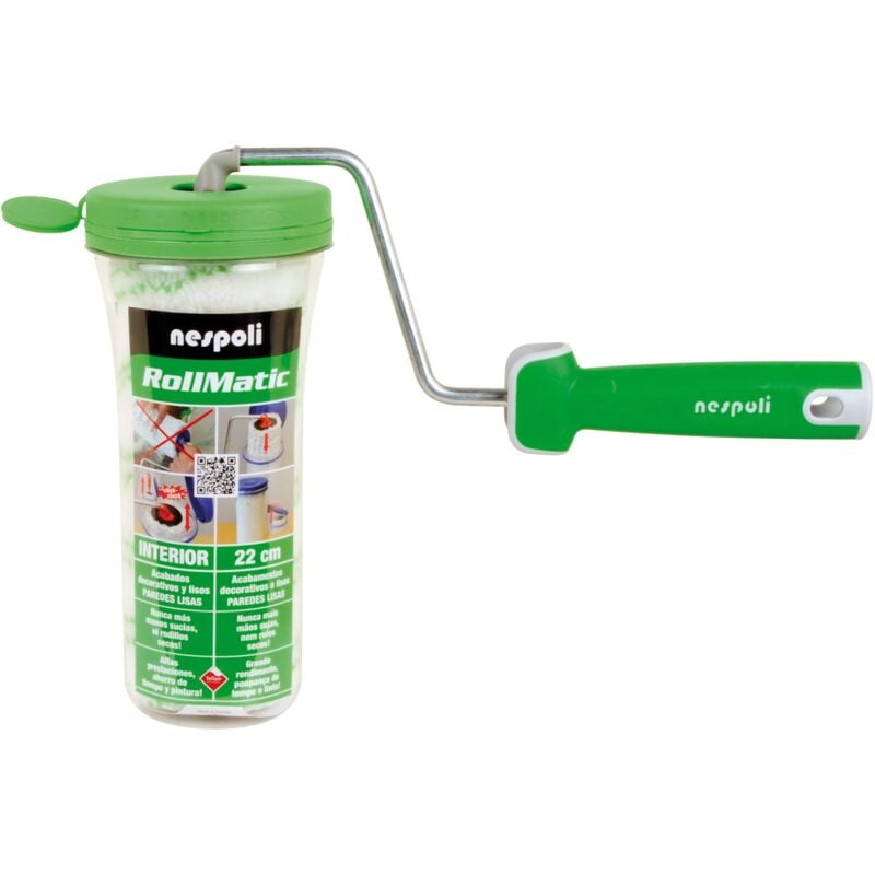 foto del prodotto nespoli rullo di vernice, sistema rollmatic da 22 cm, ideale per pareti e soffitti, con confezione di protezione, cambio rullo senza macchiare