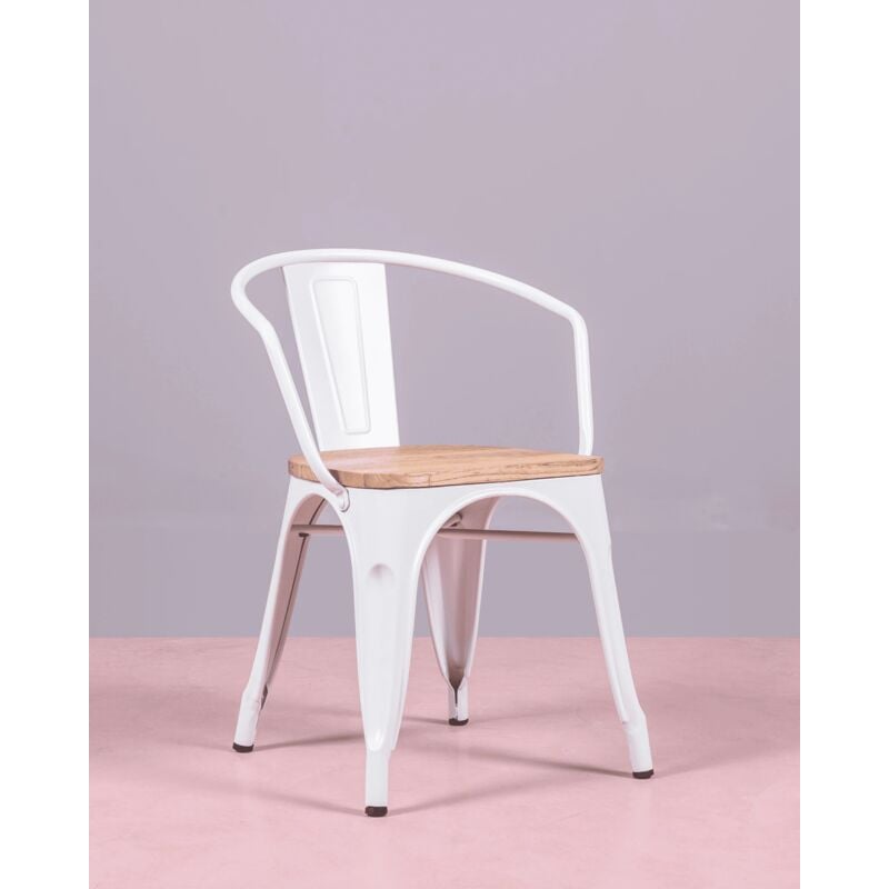 foto del prodotto nest dream sedia industriale con braccioli bistro bianco