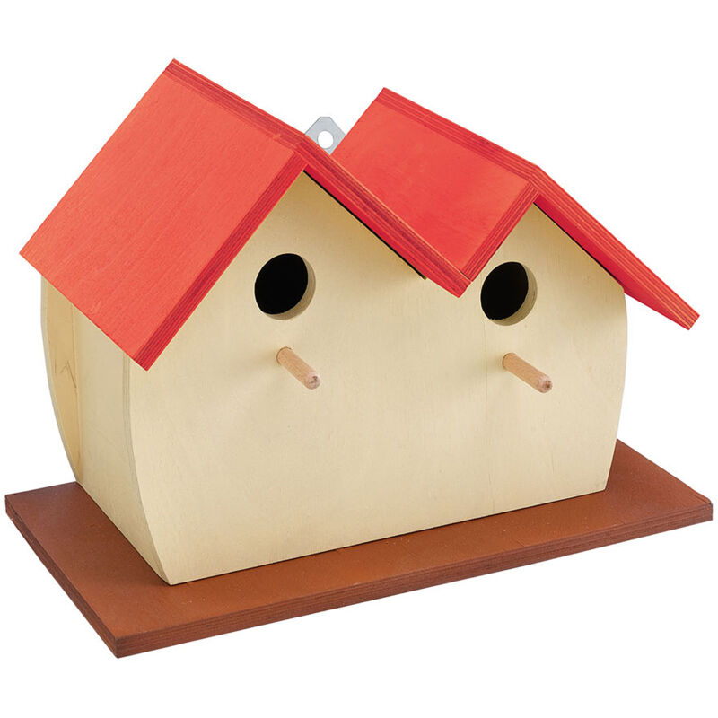 foto del prodotto nest fun 5 colorato nido da esterno in legno ecosostenibile per uccelli selvatici. variante nest fun 5 misure 28.4 x 15.2 x h 21.2 cm ferplast
