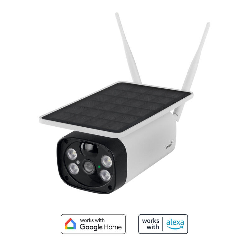 foto del prodotto netatmo omajin by telecamera wi fi esterno senza fili a batteria, con pannello solare, visione notturna hd, sirena da 105 db, rilevamento
