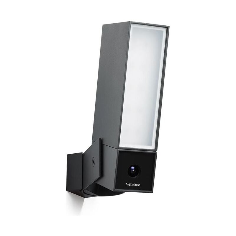 foto del prodotto netatmo telecamera wifi esterna intelligente, luce integrata, sensore di movimento, visione notturna, senza abbonamenti, nero intenso, noc s it