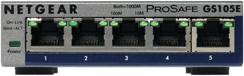 foto del prodotto netgear gs105e 200pes switch di rete gestito l2 l3 gigabit ethernet 10 100 1000 grigio
