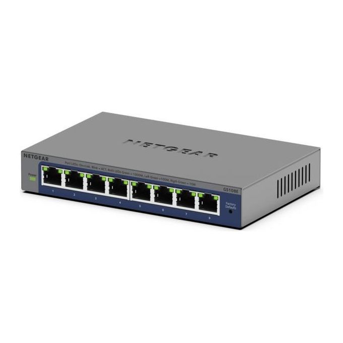 foto del prodotto netgear gs108ev4 switch non gestito l2-l3 gigabit ethernet (10-100-1000) grigio