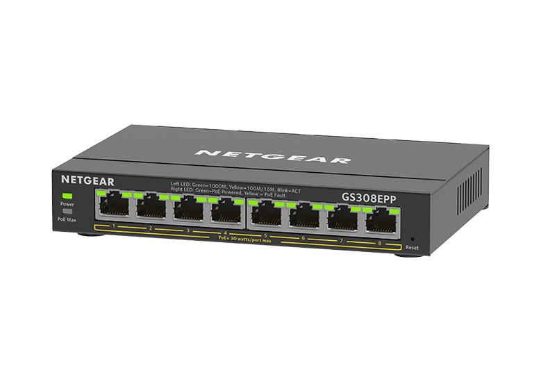 foto del prodotto netgear plus switch 8-port 10 100 1000 gs308epp-100pes