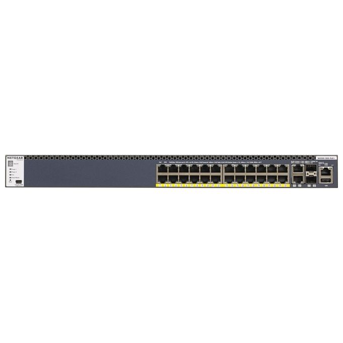 foto del prodotto netgear prosafe m4300 28g poe switch l3 gestito 2 x 10 100 1000 10000 2 x 10 gigabit sfp 24 x 10 100 1000 poe montabile su rack poe 