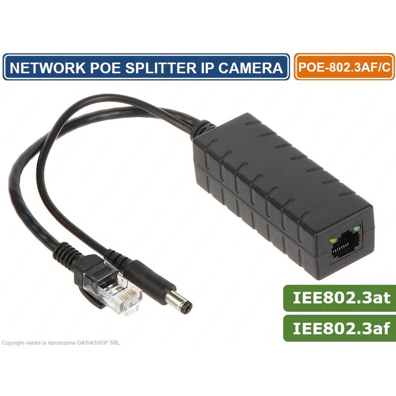 foto del prodotto network poe splitter per telecamere ip standard ieee 802.3af ieee 802.3at