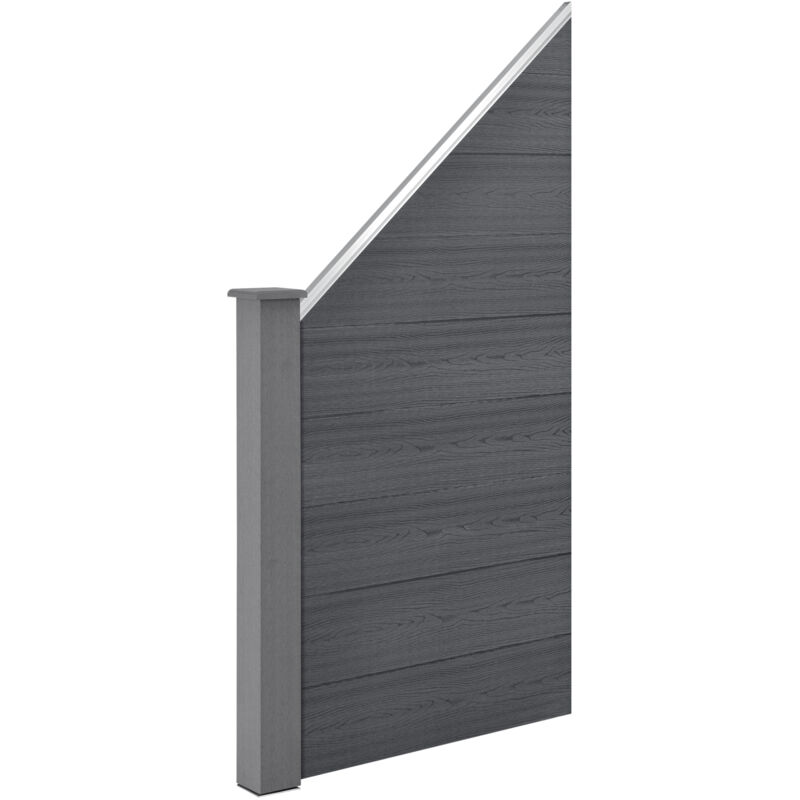 foto del prodotto neu.holz recinzione in wpc per giardino elemento terminale inclinato alto 180 cm lungo 96 cm grigio