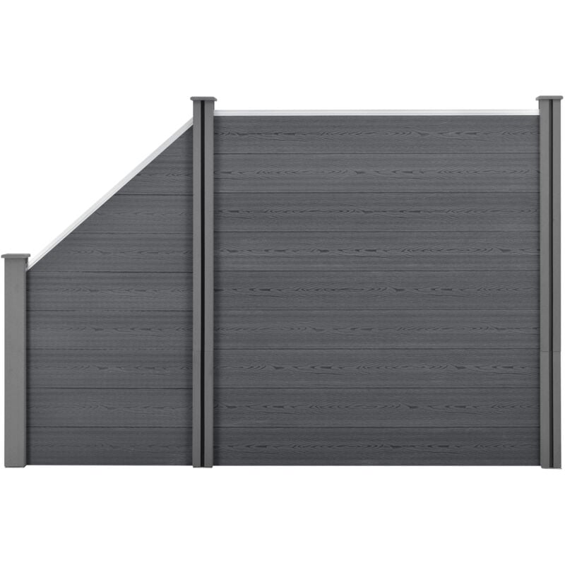 foto del prodotto neu.holz recinzione in wpc per giardino staccionata da elementi inclinato e rettangolare 183x277 cm grigio
